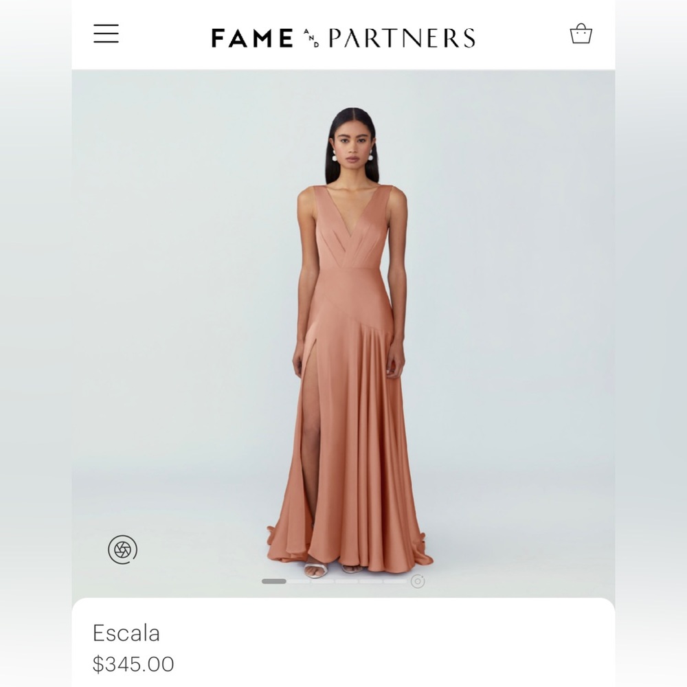 Fame and Partners bridesmaid dress, beautiful warm blush color